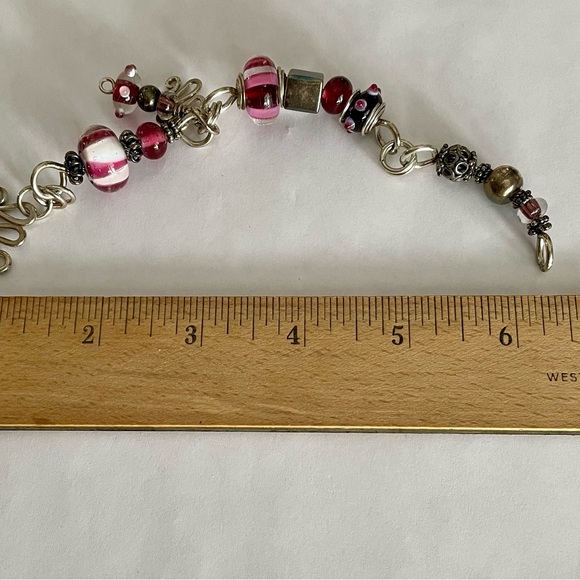 Unique Handmade Silver and Lampwork Glass Beads Bracelet - Picture 6 of 10